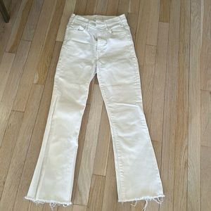 Mother the hustler ankle fray in white